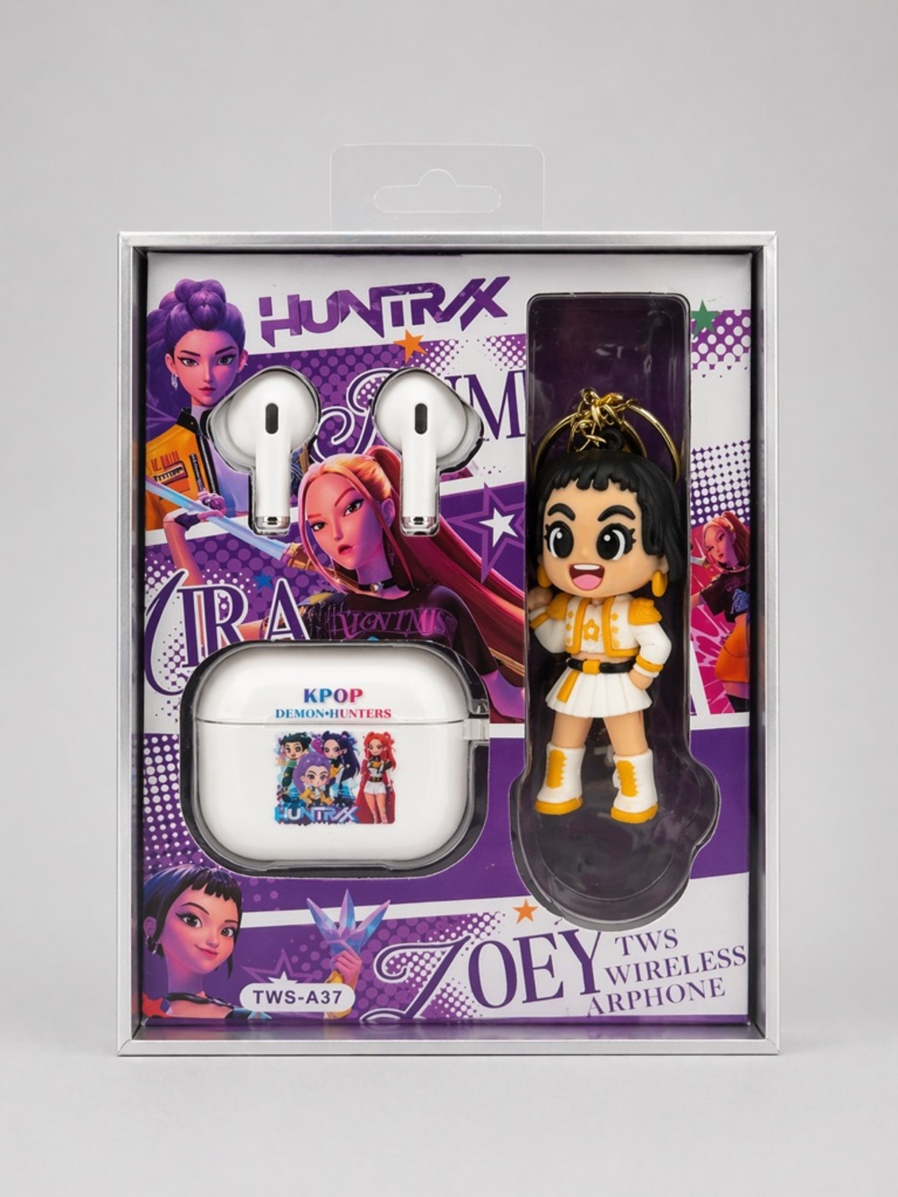 KPOP Demon Hunters Zoey Wireless Earbuds Set w/ Case & Keychain TWS-A37